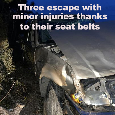 Three escape with minor injuries thanks to their seat belts